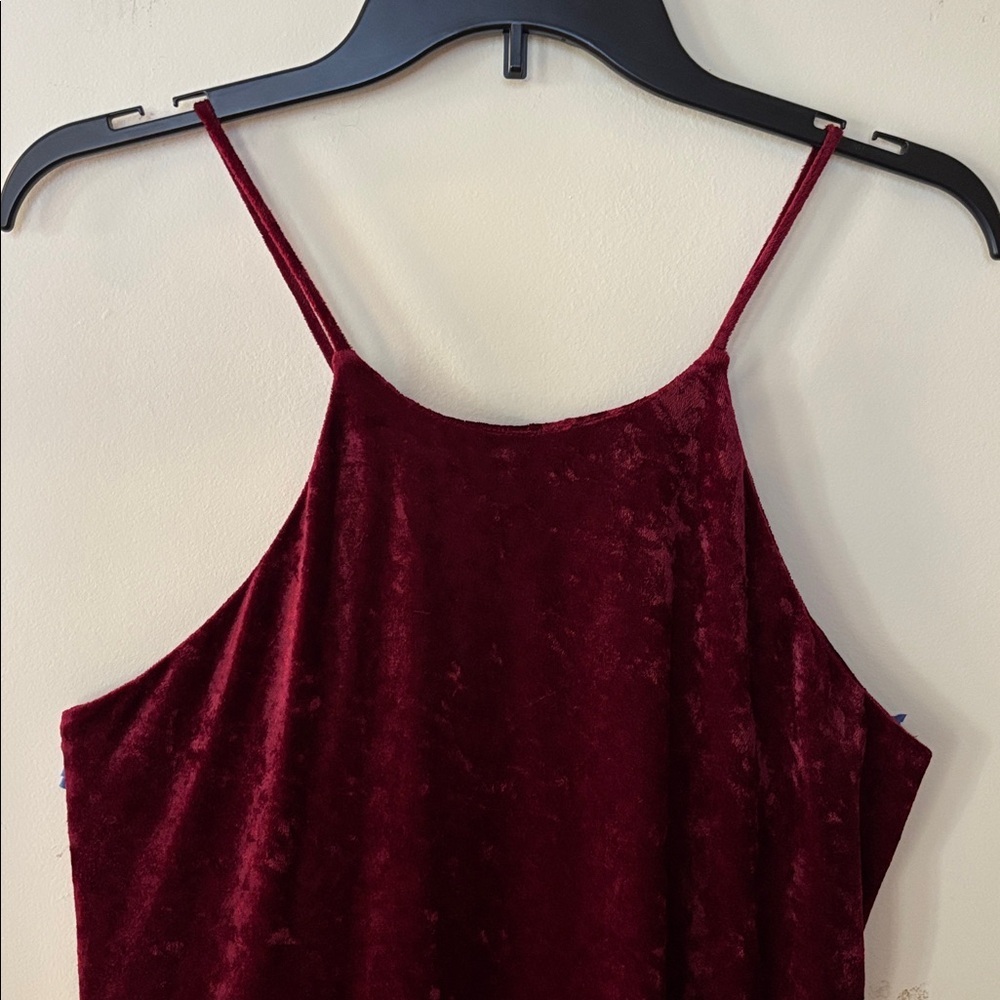 Vintage DBY Elegant Burgundy Velvet Like Dress. Maxi/Spaghetti Straps Size 7